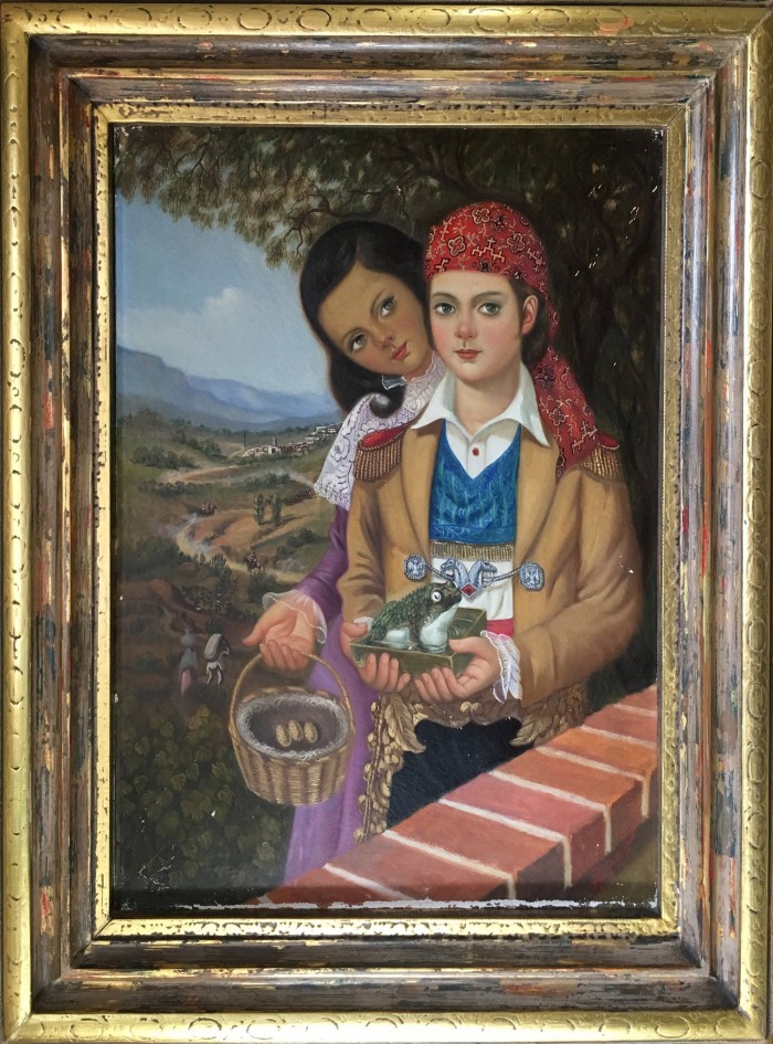 Niñas con Ranas y Huevos