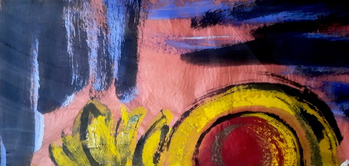 Frutero con granadas y uvas