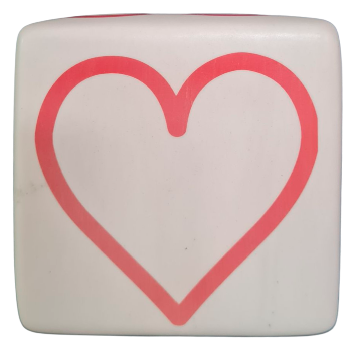 Cube White with red heart