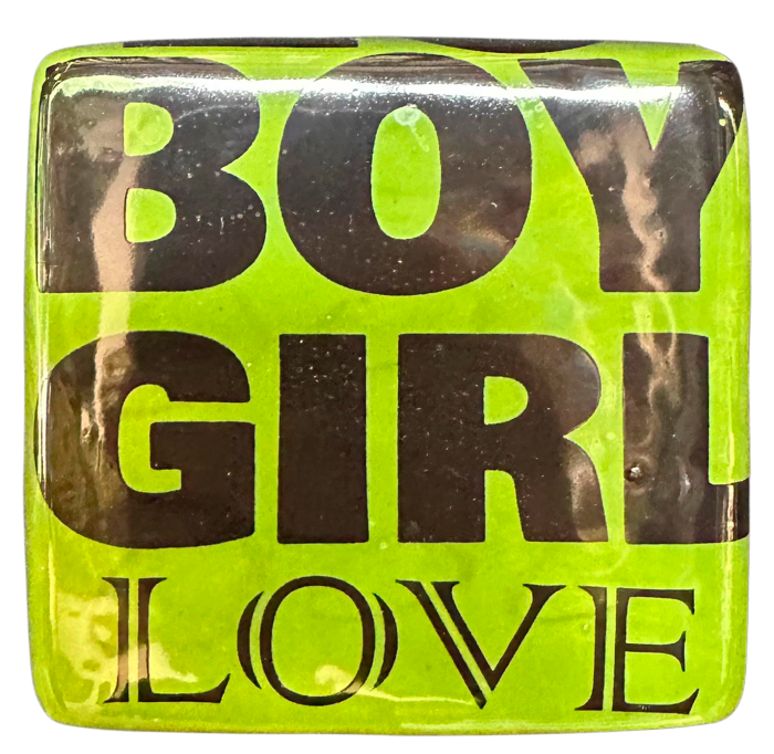 Cube green with letters boy girl love