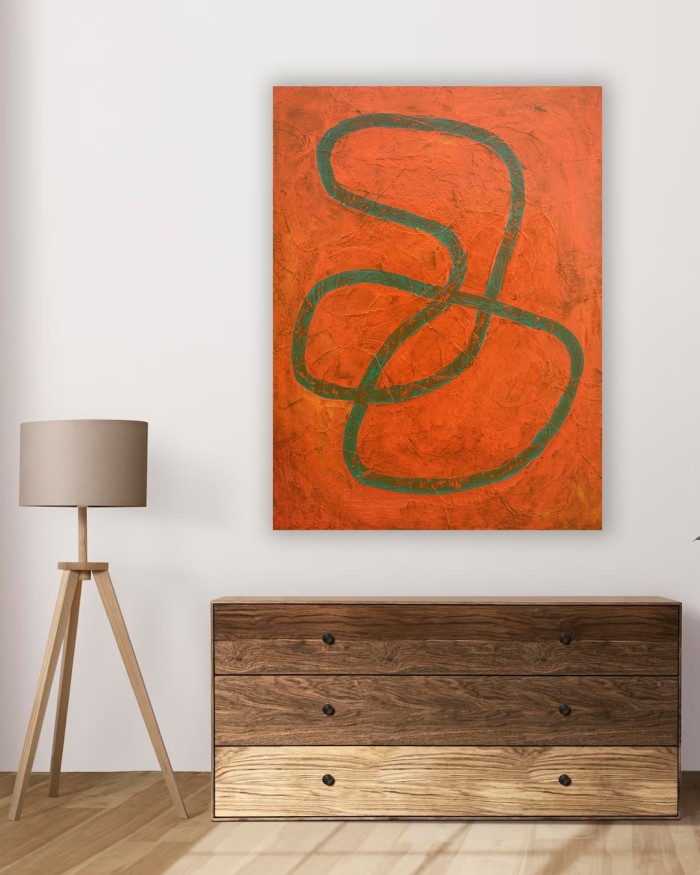 Green Cord on Orange Field