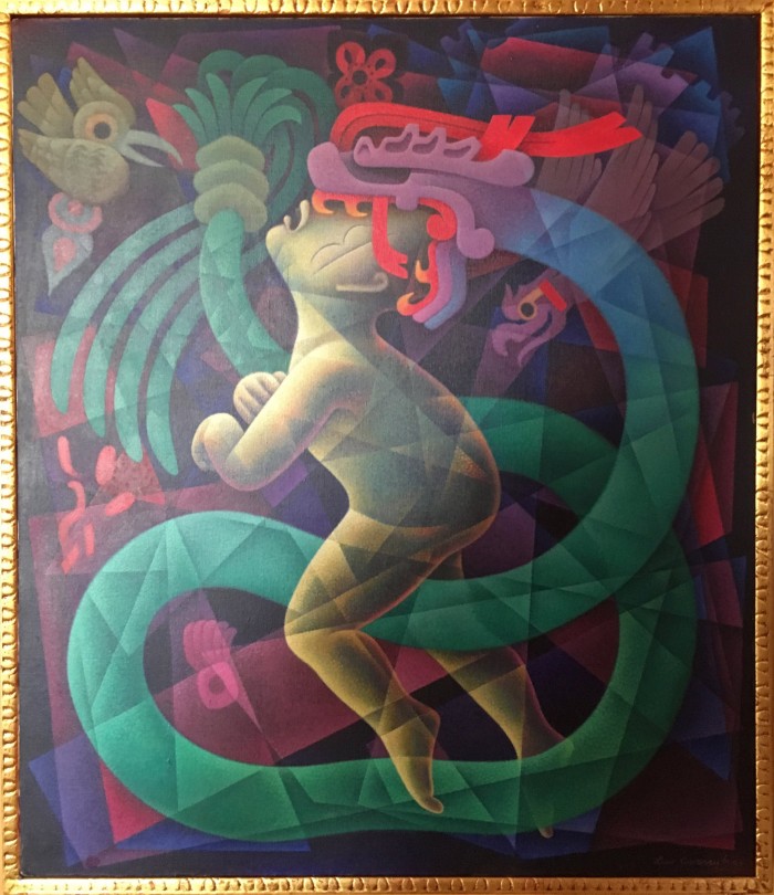 Personaje sobre serpiente